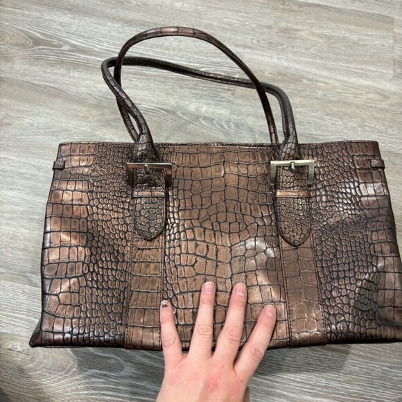 DANIER Brown crocodile leather shoulder purse bag - Picture 2 of 13